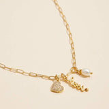 Gold Charm Necklace Set | Love, Heart, Pearl