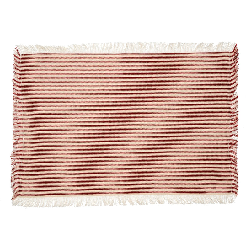 Fringe Ticking Placemats S/4 | Red