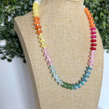 Ombre Resin Oval Disk Beaded Necklace | Candy Marbled