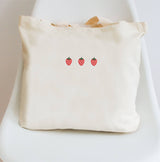 Embroidered Canvas Tote Bag | Strawberries