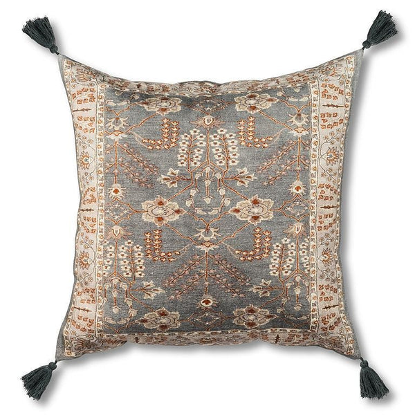 Dark Grey Tassel Cushion | 24x24