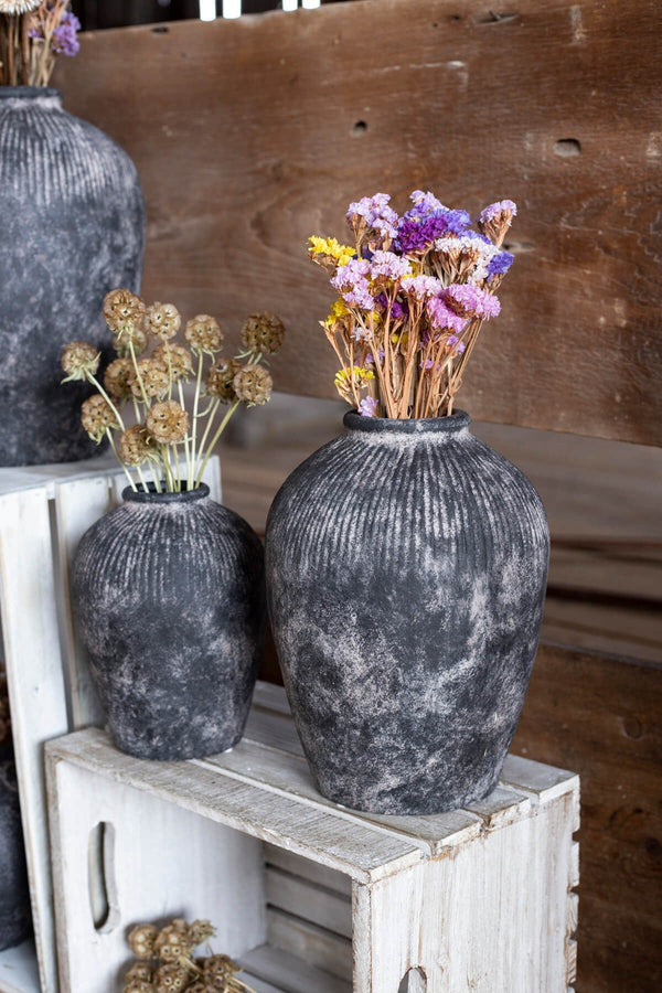 Black Terracotta Vase | Medium
