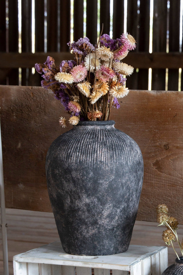 Black Terracotta Vase | Large