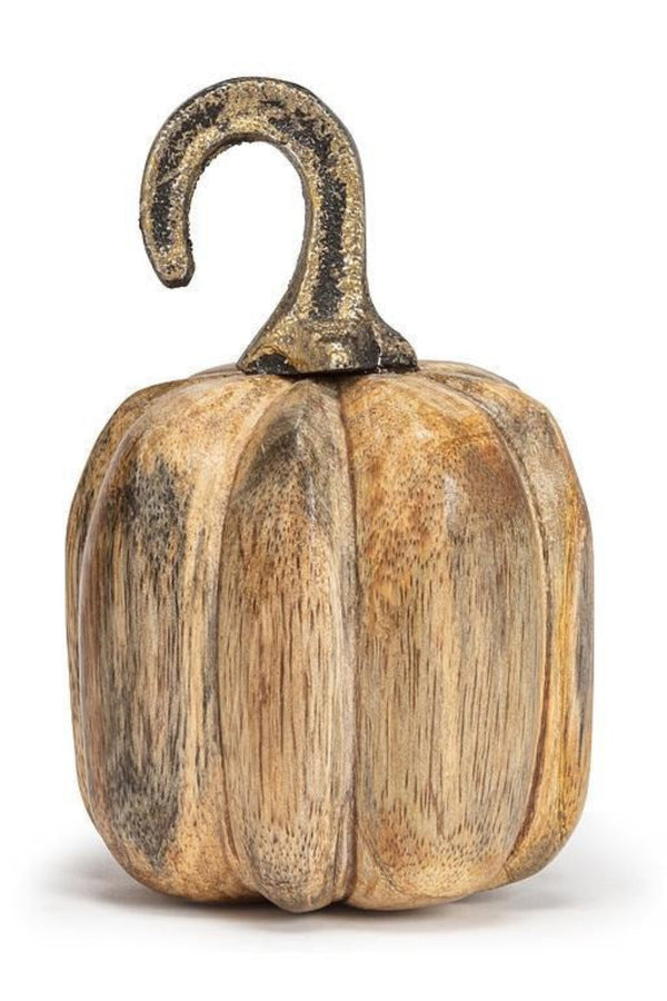 Decorative pumpkin with a rustic finish on a white background