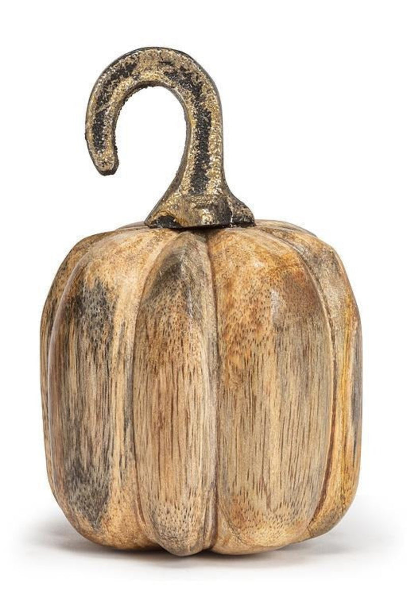 Decorative pumpkin with a rustic finish on a white background