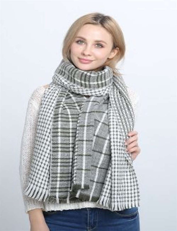 Plaid Fringe Scarf | Olive