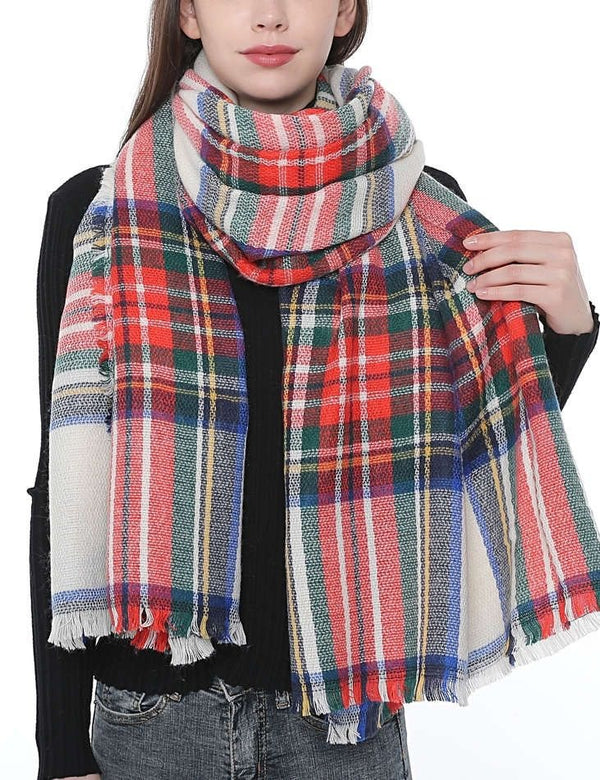 Plaid Fringe Scarf | Holiday Plaid - FINAL SALE