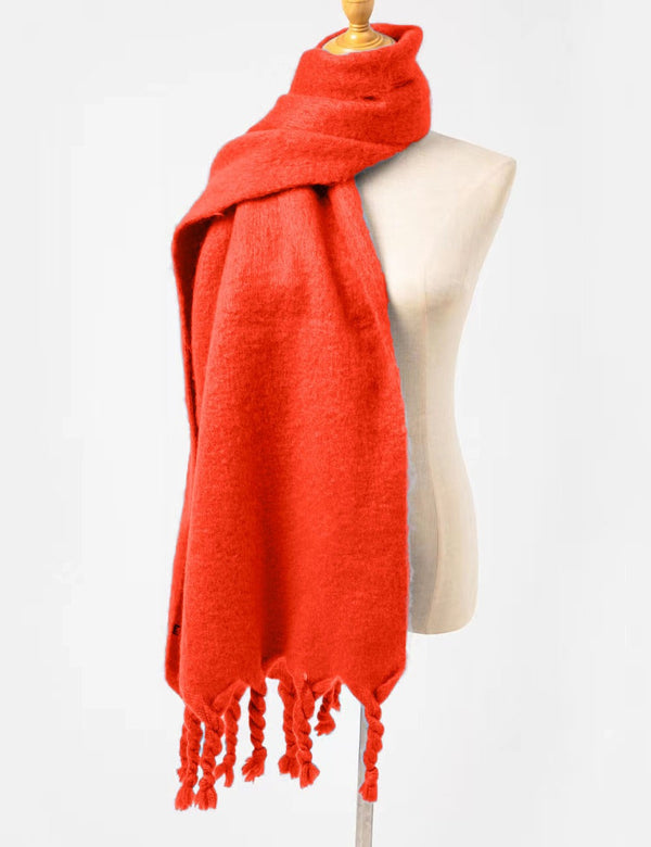 Solid Tassel Scarf | Red