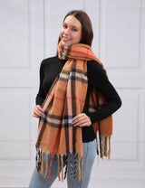 Plaid Fringe Scarf | Beige