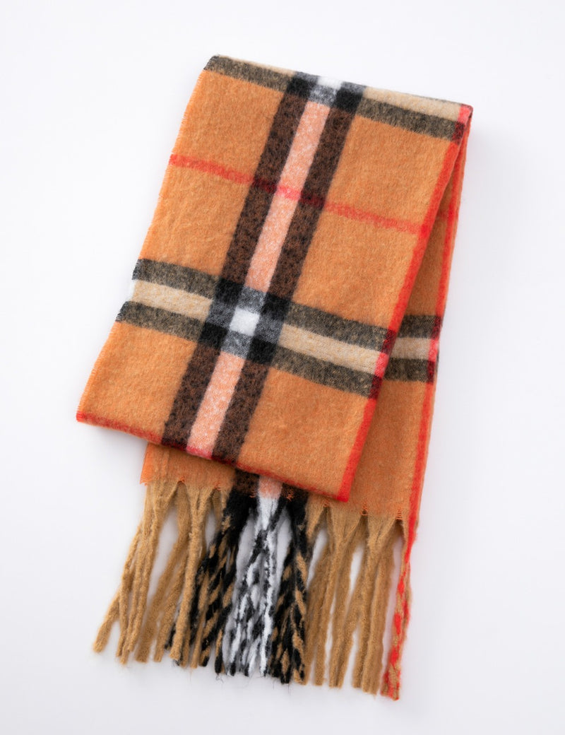 Plaid Fringe Scarf | Beige