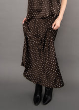Alicent Satin Polka Dot Skirt | Chocolate Torte