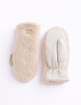 Faux Fur Mittens | Creme