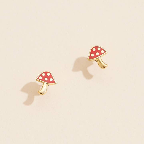 Mushroom Earrings | Gold