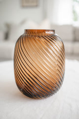 Brown Swirl Barrel Vase | Medium