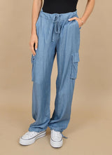 Stacia Cargo Pants | Mid Blue Denim - FINAL SALE