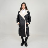 Nila Double Breasted Coat | Black & Cream - FINAL SALE