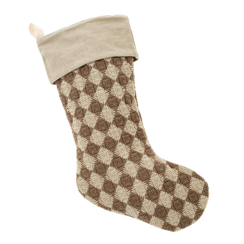 Check Weave Stocking | Brown