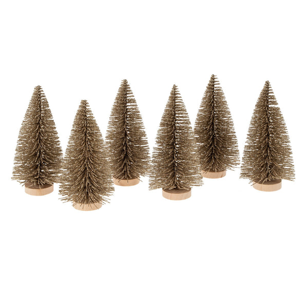 Small Bottle Brush Trees s/6 | Champagne Sparkle - FINAL SALE