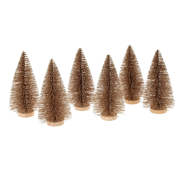 Small Bottle Brush Trees s/6 | Pale Gold Sparkle - FINAL SALE