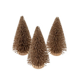 Mini Bottle Brush Trees s/3 | Pale Gold Sparkle - FINAL SALE
