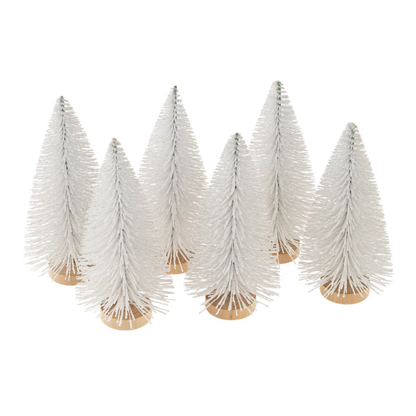 Small Bottle Brush Trees s/6 | Frosty White - FINAL SALE