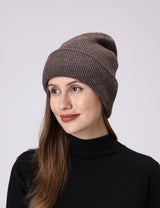 Ribbed Cuff Beanie | Brown