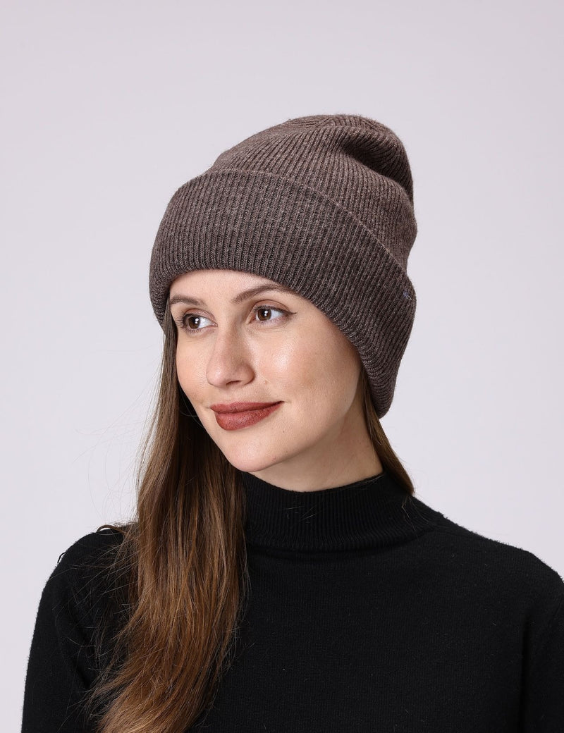 Ribbed Cuff Beanie | Brown