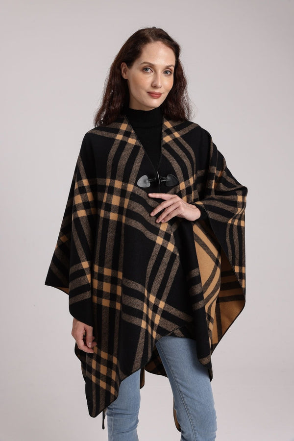Sidney Poncho | Black/Camel