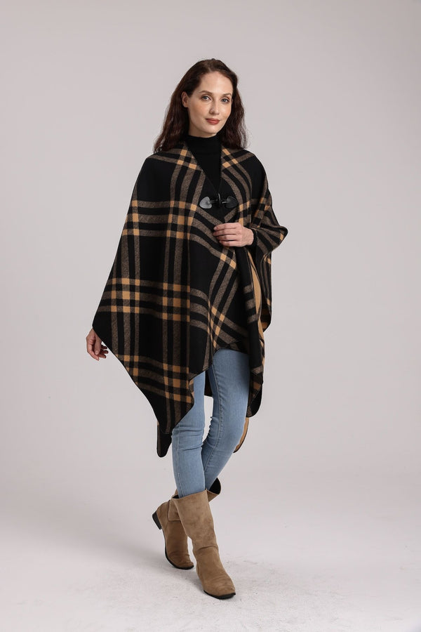 Sidney Poncho | Black/Camel