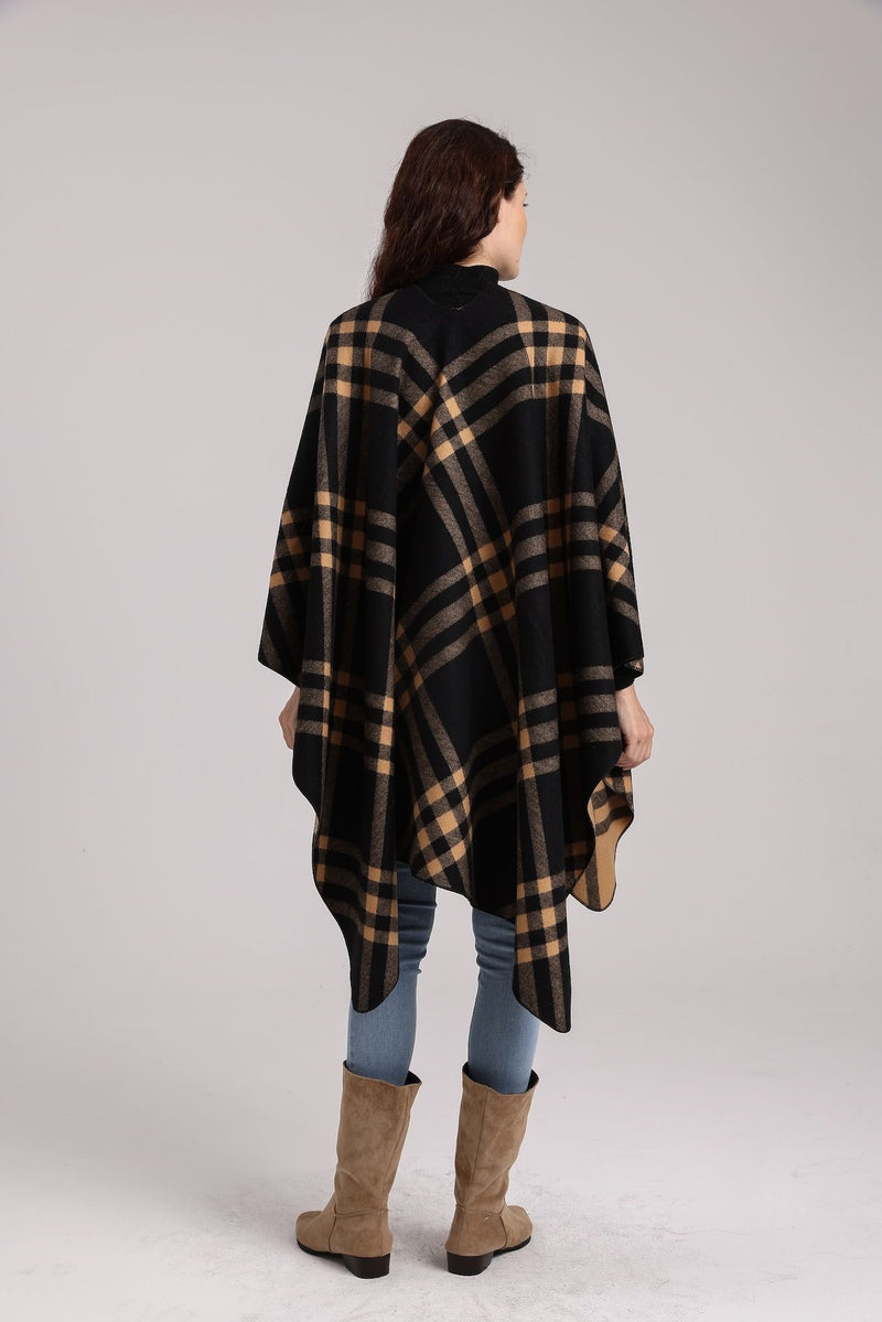 Sidney Poncho | Black/Camel