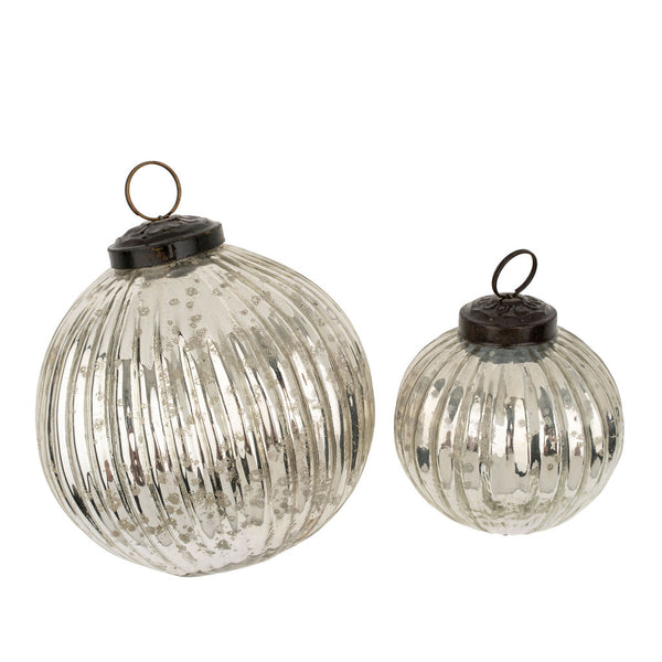 Silverfrost Ribbed Ornament | Small