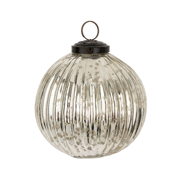 Silverfrost Ribbed Ornament | Large