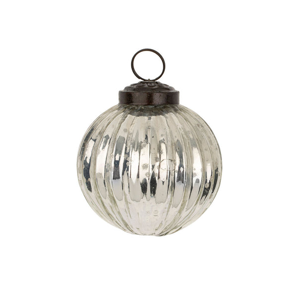 Silverfrost Ribbed Ornament | Small