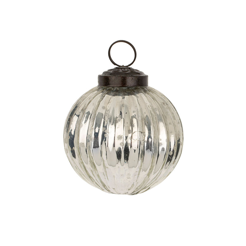 Silverfrost Ribbed Ornament | Small