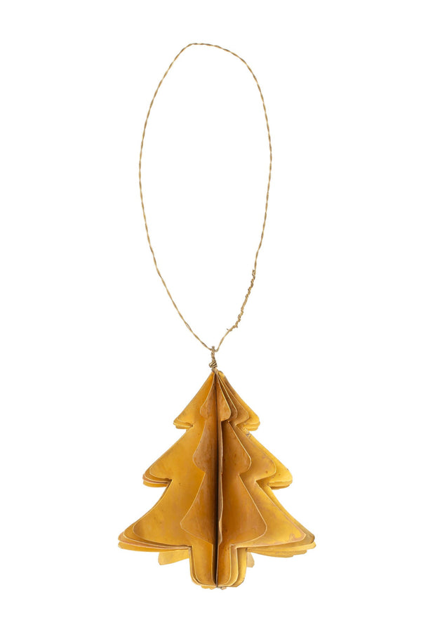 Brass tree ornament on a white background