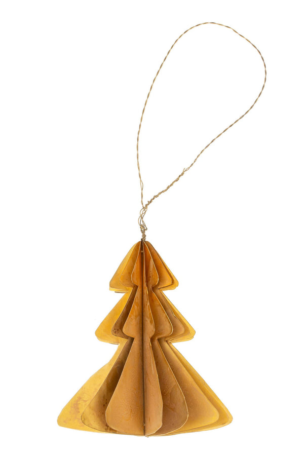 Brass tree ornament on a white background