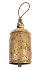 Bronze bell with a rope on a white background