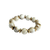 Retro Classic Beaded Bracelet | Neutral Marble & Gold