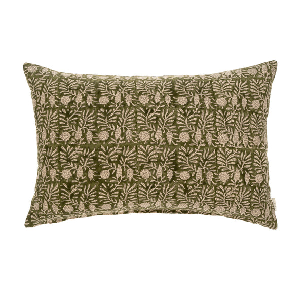 Tulsi Block Print Cushion 16x24 | Forest