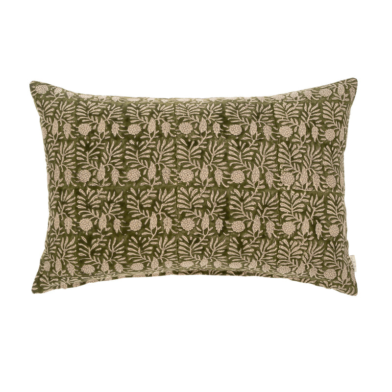 Tulsi Block Print Cushion 16x24 | Forest