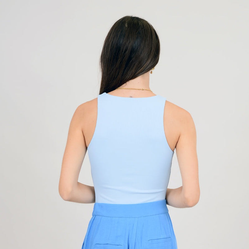 Roxie Rib Sleeveless Bodysuit | Bluebell