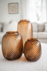 Brown Swirl Barrel Vase | Medium