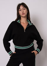Mailyn Half-Zip Pullover | Black/Green