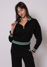Mailyn Half-Zip Pullover | Black/Green