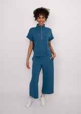 Dua Half Zip Top | Border Blue
