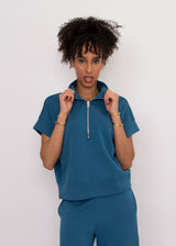 Dua Half Zip Top | Border Blue