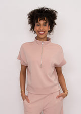 Dua Half Zip Top | Shell Pink