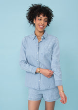 Sherlyn Denim Shirt | Stone Wash Blue
