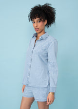 Sherlyn Denim Shirt | Stone Wash Blue