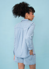 Sherlyn Denim Shirt | Stone Wash Blue